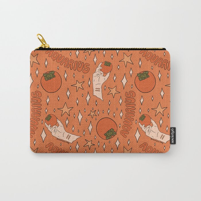 Aquarius Persimmon Print Carry All Pouch Gallery Image 1