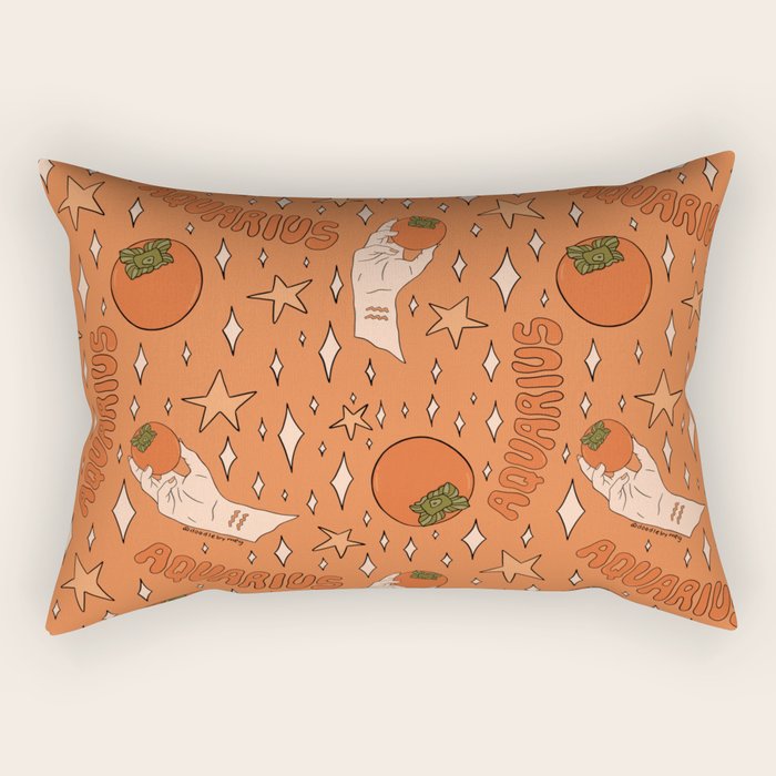 Aquarius Persimmon Print Rectangular Pillow Gallery Image 2