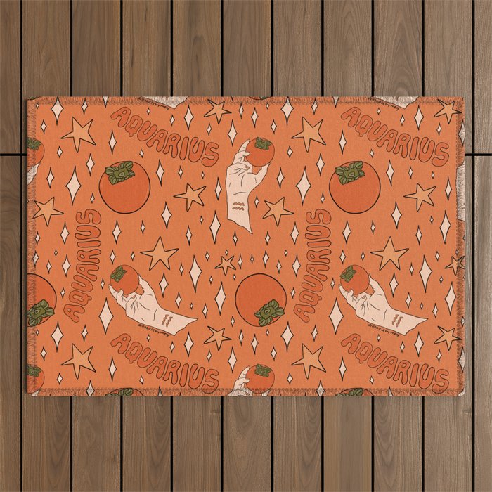 Aquarius Persimmon Print Outdoor Rug Gallery Image 1
