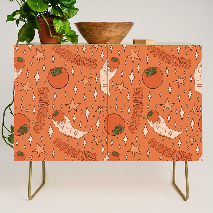 Aquarius Persimmon Print Credenza Gallery Image 1