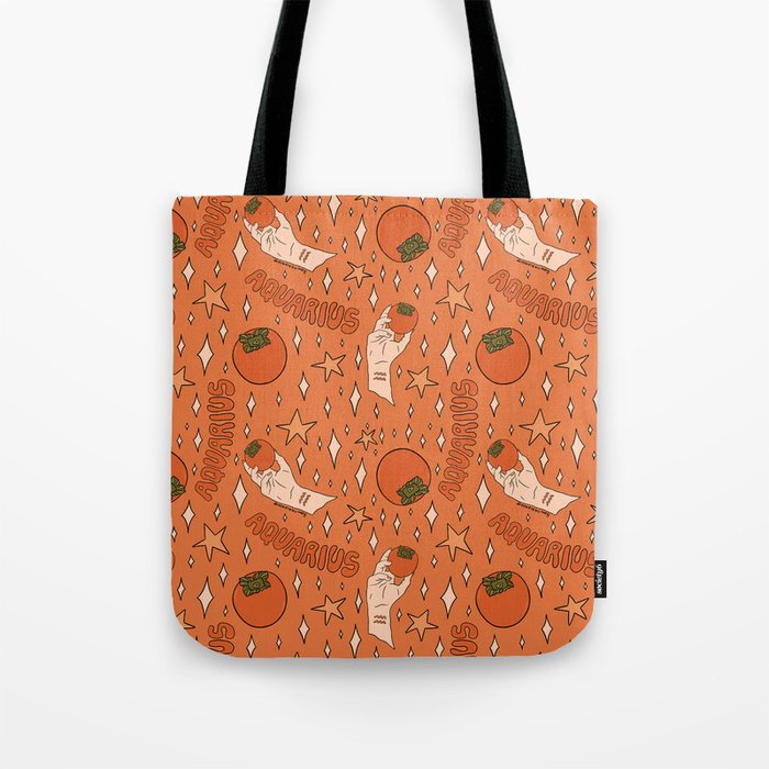 Aquarius Persimmon Print Tote Bag Gallery Image 1