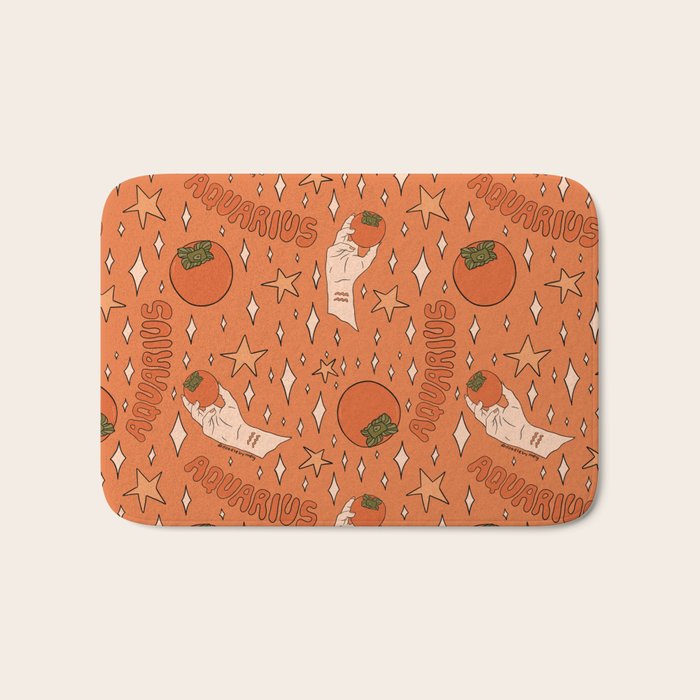 Aquarius Persimmon Print Bath Mat Gallery Image 1