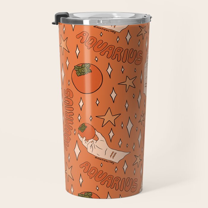 Aquarius Persimmon Print Travel Mug Gallery Image 3