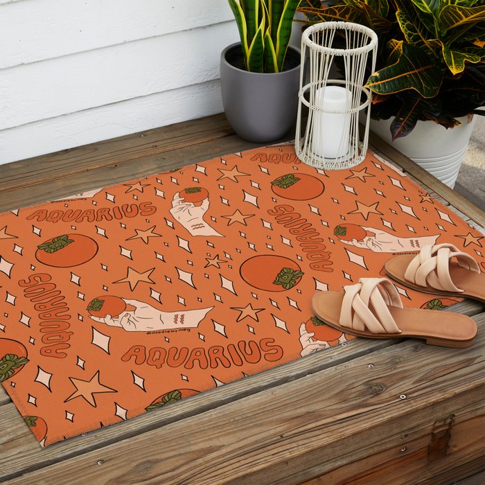 Aquarius Persimmon Print Outdoor Rug Gallery Image 2