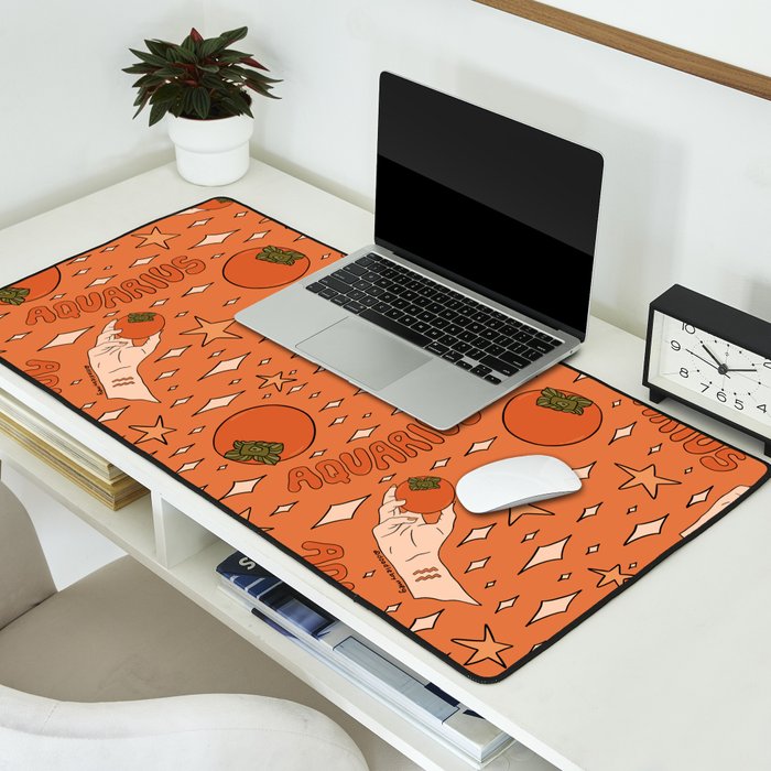Aquarius Persimmon Print Desk Mat Gallery Image 2