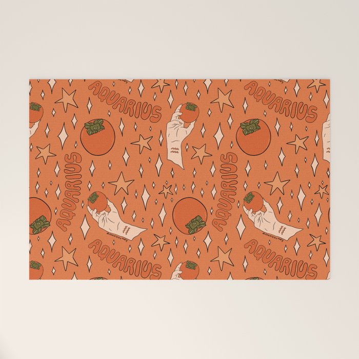 Aquarius Persimmon Print Welcome Mat Gallery Image 1