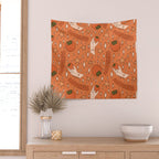 Aquarius Persimmon Print Wall Tapestry Gallery Image 2