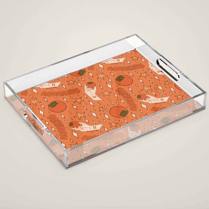 Aquarius Persimmon Print Acrylic Tray Gallery Image 1