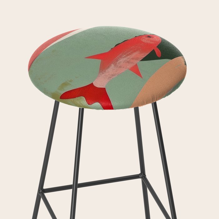 Red Fish Abstract Stool Gallery Image 2