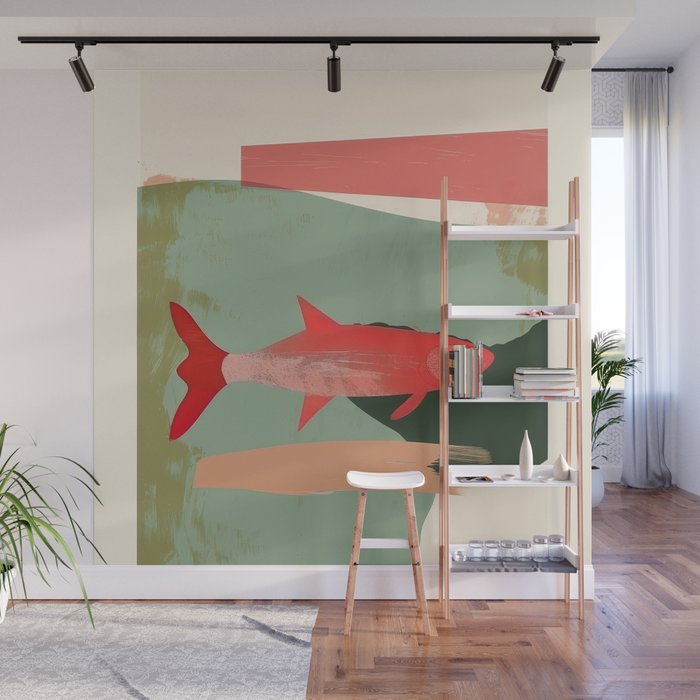 Red Fish Abstract Wall Mural Gallery Image 1