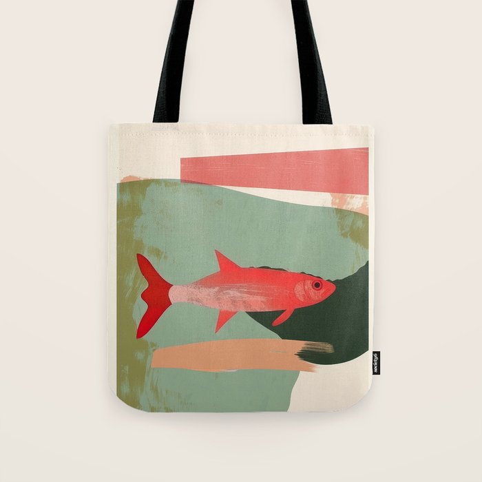 Red Fish Abstract Tote Bag Gallery Image 1