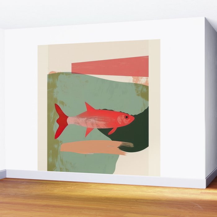 Red Fish Abstract Wall Mural Gallery Image 2