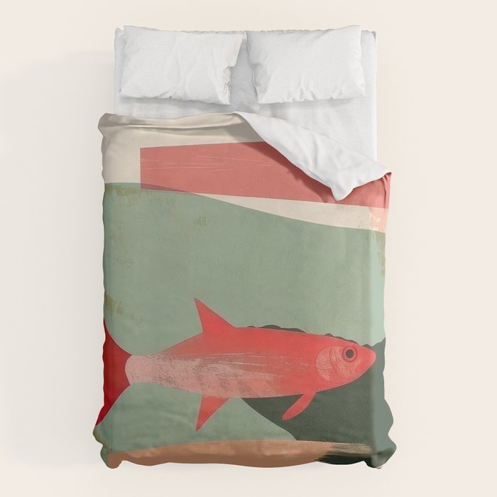 Red Fish Abstract Duvet Cover Gallery Image 6