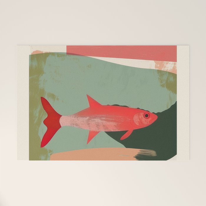 Red Fish Abstract Welcome Mat Gallery Image 1