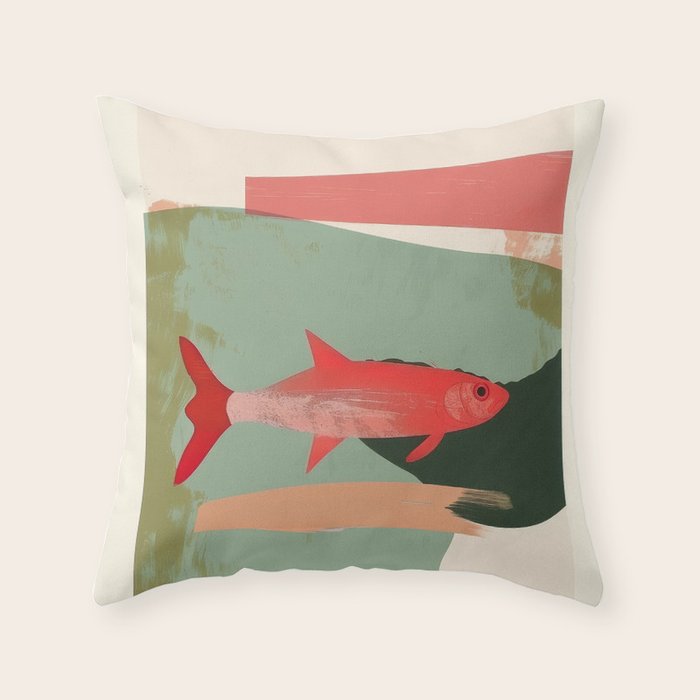 Red Fish Abstract Throw Pillow Gallery Image 6