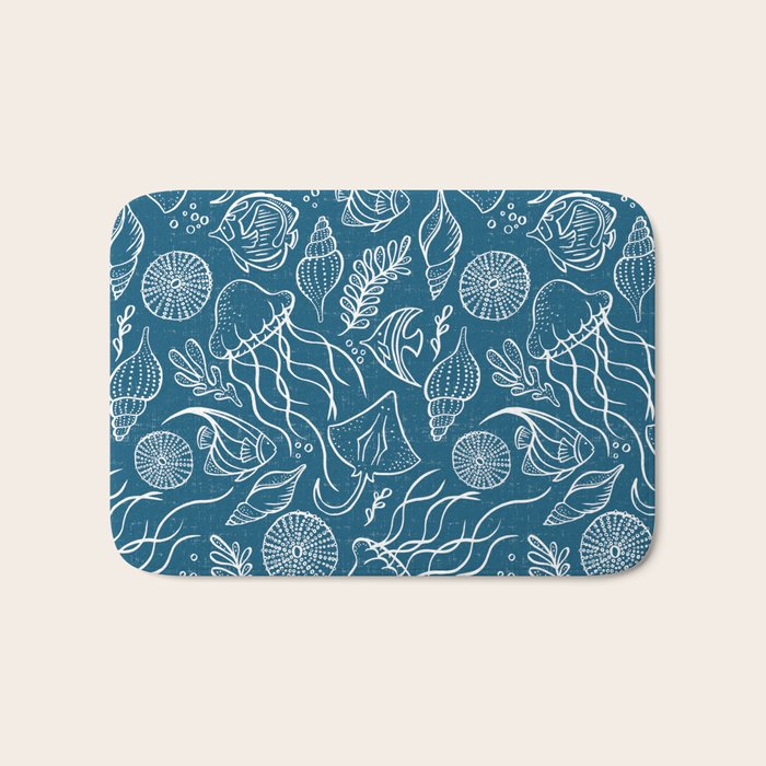 Sea Life - Marine Blue Bath Mat Gallery Image 1