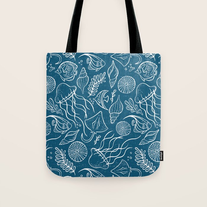 Sea Life - Marine Blue Tote Bag Gallery Image 1