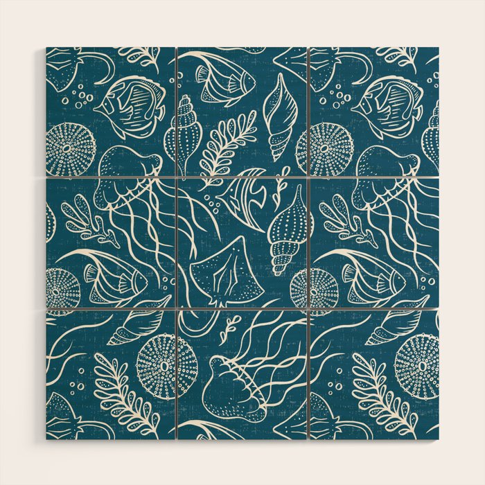 Sea Life - Marine Blue Wood Wall Art Gallery Image 1
