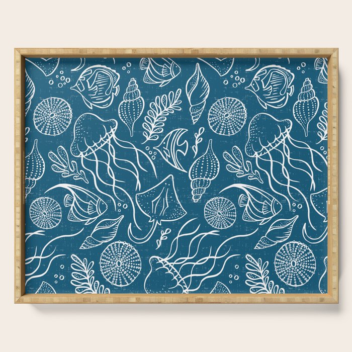 Sea Life - Marine Blue Serving Tray Gallery Image 1