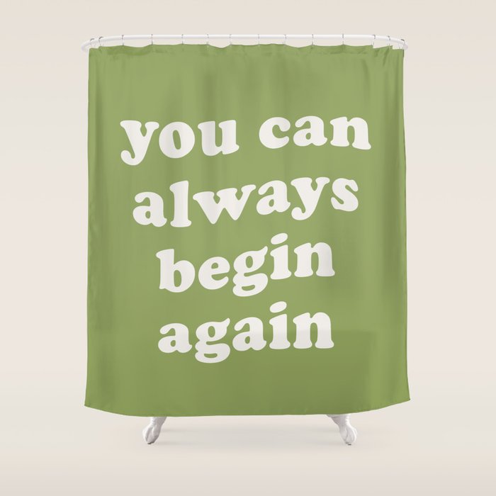 Begin Again Green Shower Curtain Gallery Image 1