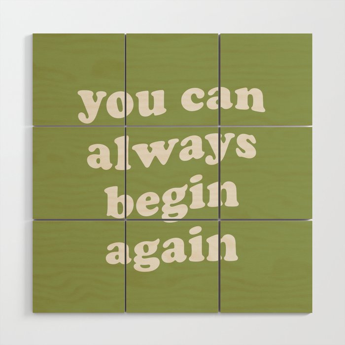 Begin Again Green Wood Wall Art Gallery Image 1
