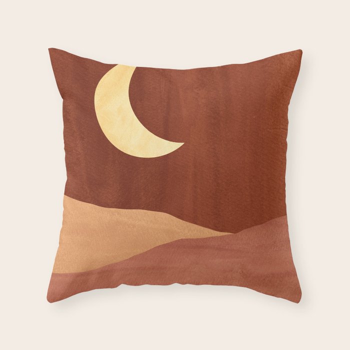 TERRACOTTA NIGHT, abstract landscape, moon and desert Throw Pillow Gallery Image 6