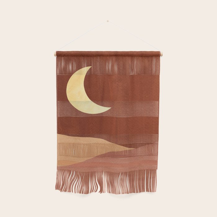 TERRACOTTA NIGHT, abstract landscape, moon and desert Wall Hanging Gallery Image 1
