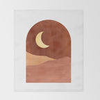 TERRACOTTA NIGHT, abstract landscape, moon and desert Throw Blanket Gallery Image 2