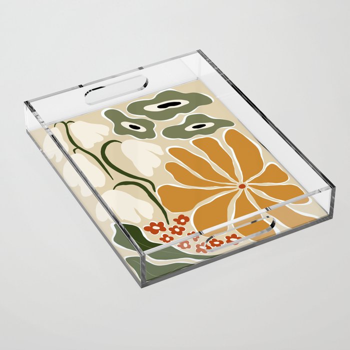 Classic Mid-Century florals Acrylic Tray Gallery Image 1