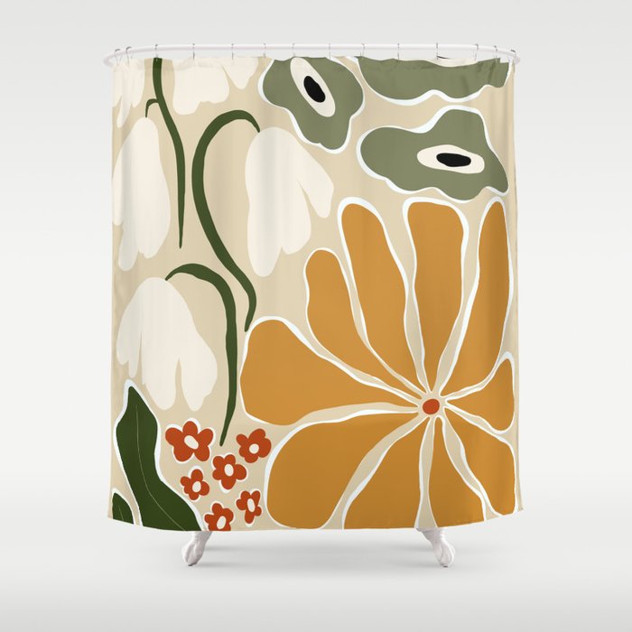 Classic Mid-Century florals Shower Curtain Gallery Image 1