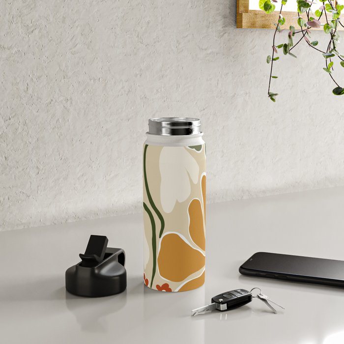 Classic Mid-Century florals Water Bottle Gallery Image 4