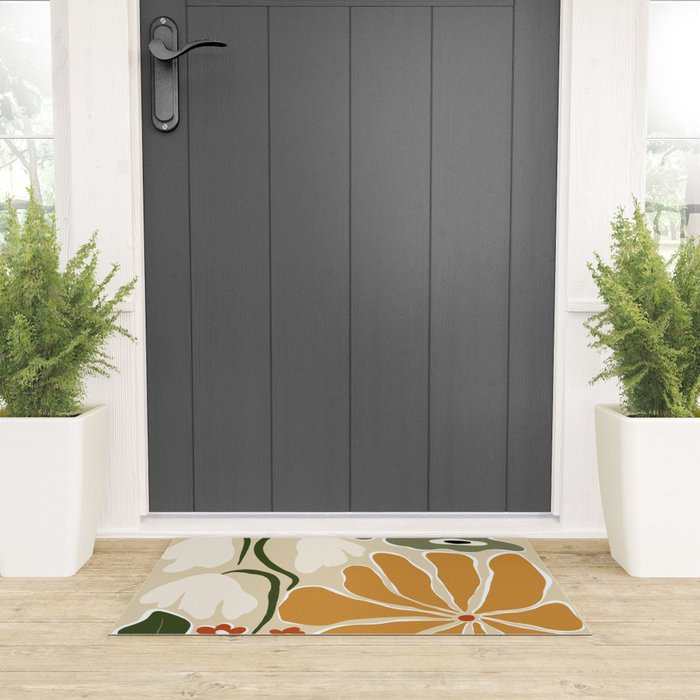 Classic Mid-Century florals Welcome Mat Gallery Image 3