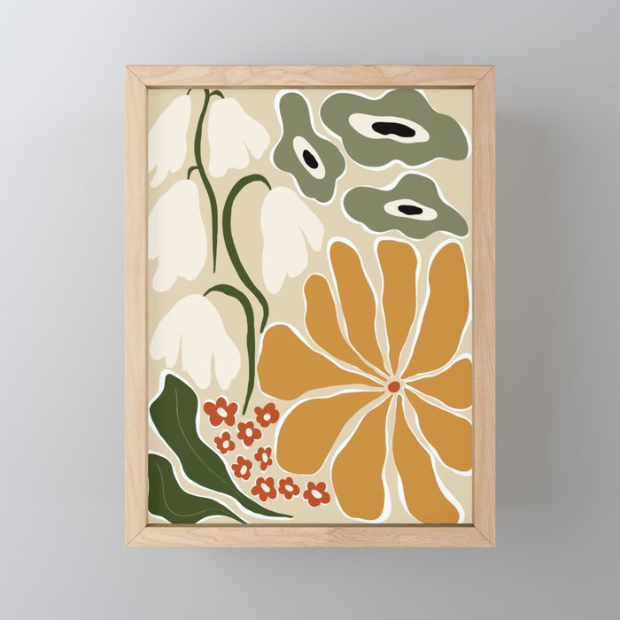 Classic Mid-Century florals Mini Art Print Gallery Image 1