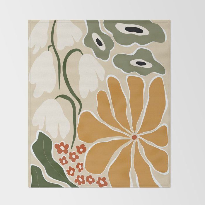 Classic Mid-Century florals Throw Blanket Gallery Image 2