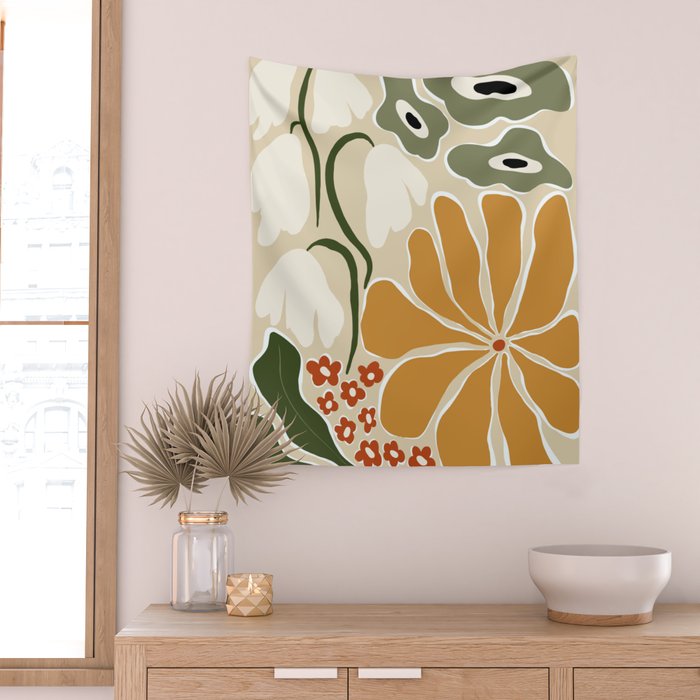 Classic Mid-Century florals Wall Tapestry Gallery Image 2