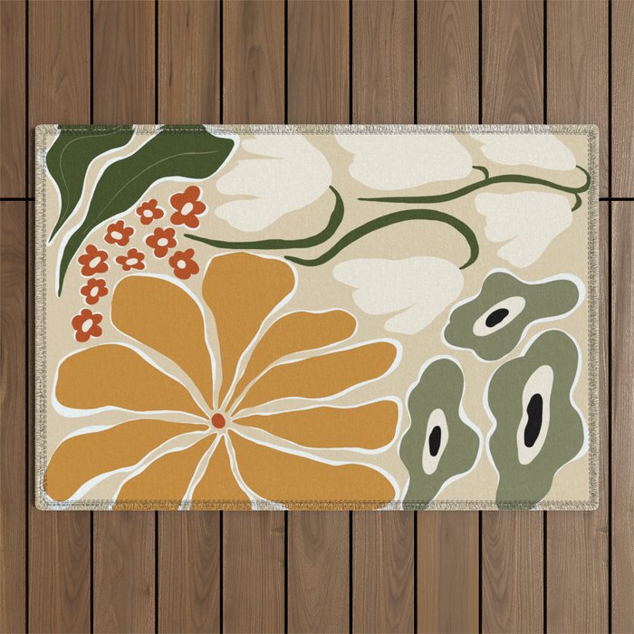 Classic Mid-Century florals Outdoor Rug Gallery Image 1
