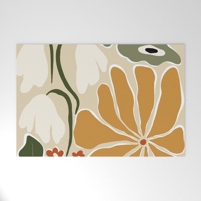 Classic Mid-Century florals Welcome Mat Gallery Image 1