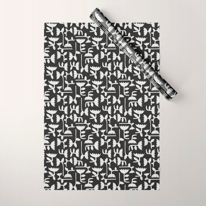 Linocut Tulip Pattern #4 Wrapping Paper Gallery Image 1