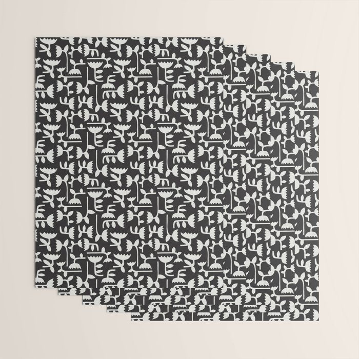 Linocut Tulip Pattern #4 Wrapping Paper Gallery Image 3