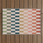 Green And Terracotta Stripes Outdoor Rug Gallery Image 1