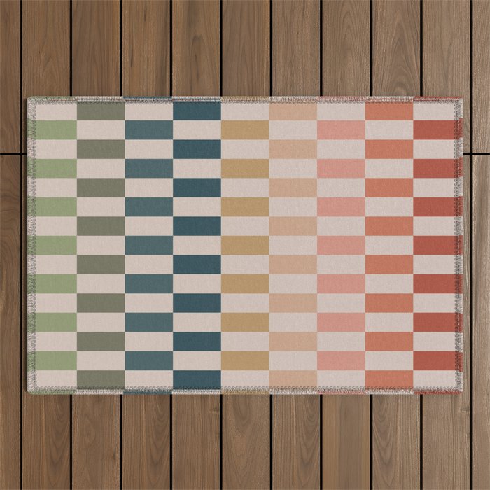 Green And Terracotta Stripes Outdoor Rug Gallery Image 1
