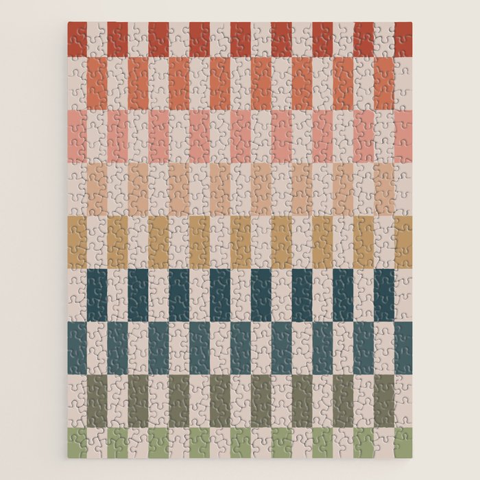 Green And Terracotta Stripes Jigsaw Puzzle Gallery Image 1