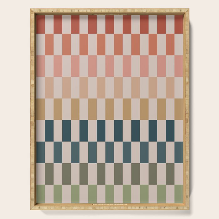 Green And Terracotta Stripes Serving Tray Gallery Image 1