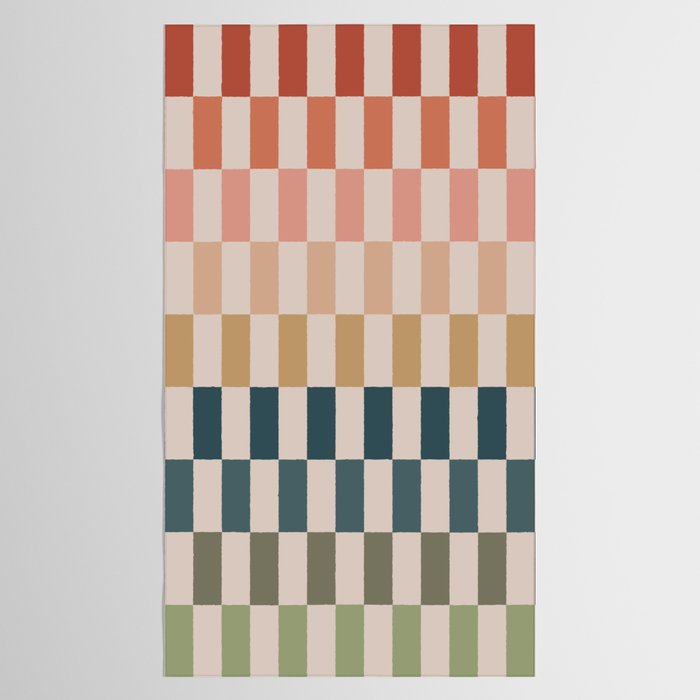 Green And Terracotta Stripes Tablecloth Gallery Image 2