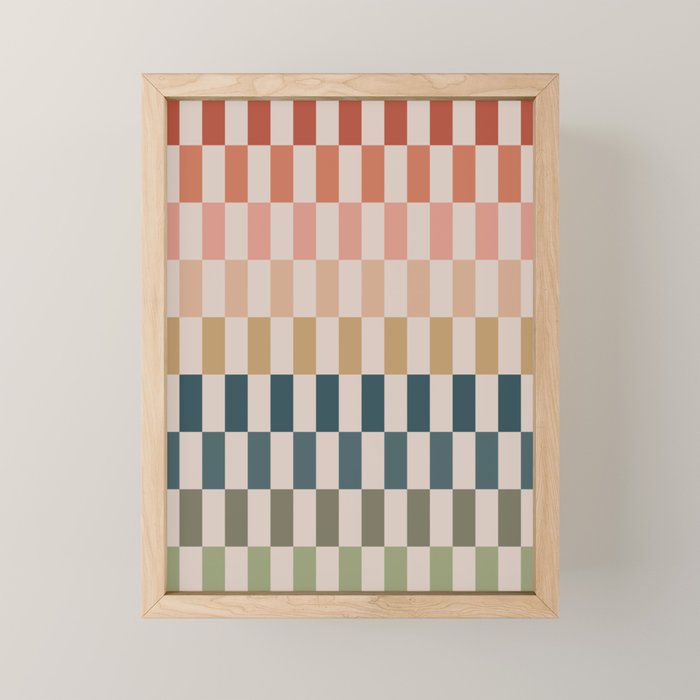 Green And Terracotta Stripes Mini Art Print Gallery Image 1