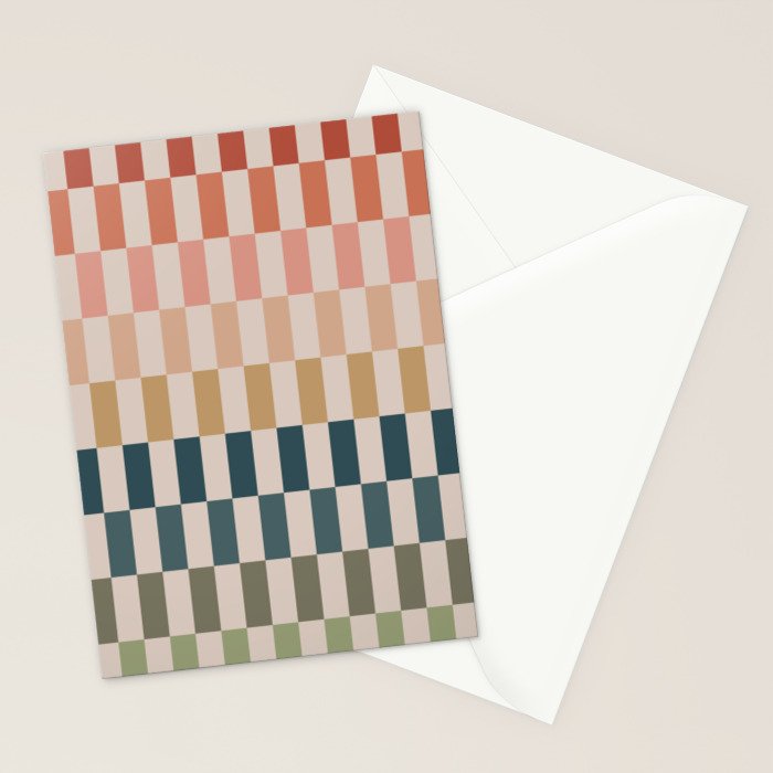 Green And Terracotta Stripes Stationery Card Gallery Image 2