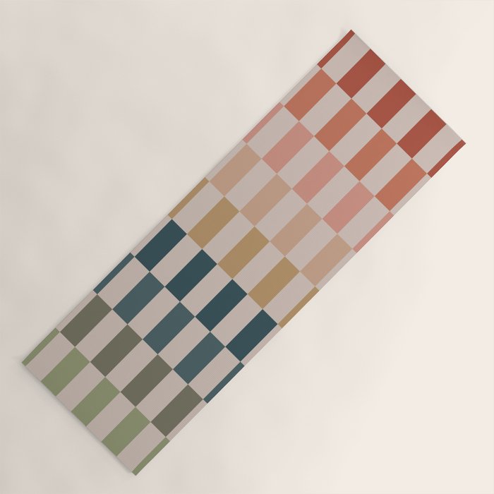 Green And Terracotta Stripes Yoga Mat Gallery Image 1