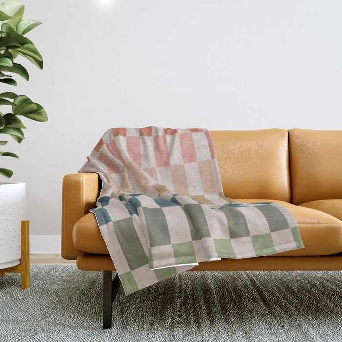Green And Terracotta Stripes Throw Blanket Gallery Image 1