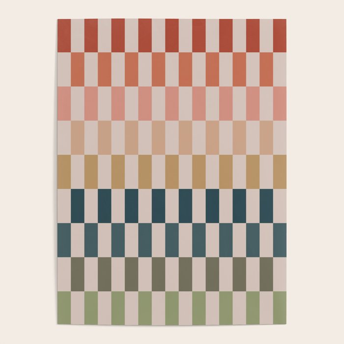 Green And Terracotta Stripes Poster Gallery Image 4