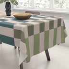 Green And Terracotta Stripes Tablecloth Gallery Image 3